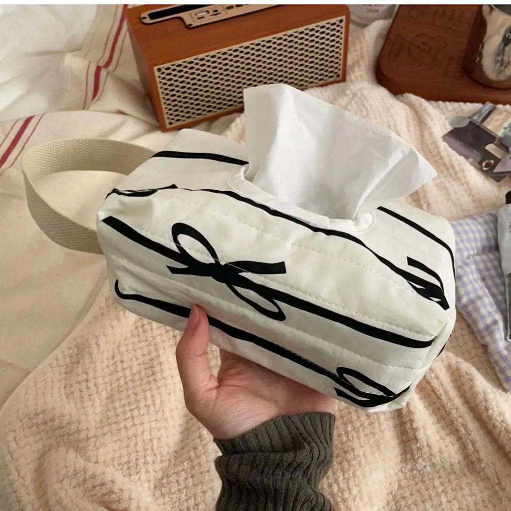 Bowknot Tissue Paper Storage Box Roll Paper Tissue Case Holder Car Napkin Tissue Box Living Room Table Decor Home Organizer