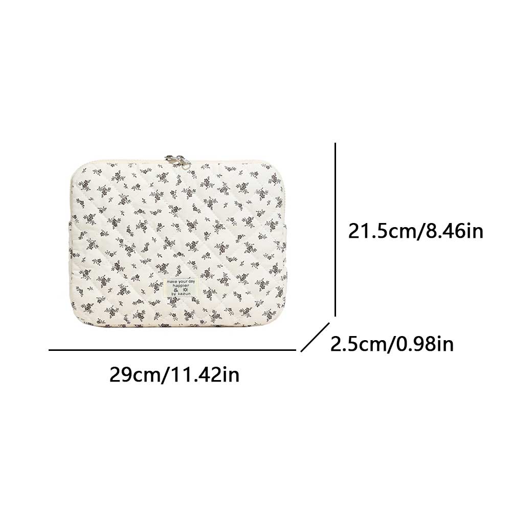 

Cute Quilted Laptop Sleeve Bag Soft Fluffy Padded Computer Storage Bag Floral Print Laptop Sleeve Protection Case Computer Bag