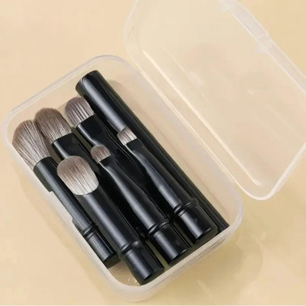 1Set Contour Concealer Mini Makeup Brush Set With Box Double Ended Eyeshadow Brush 6 In 1 Detachable Cosmetic Tool Travel