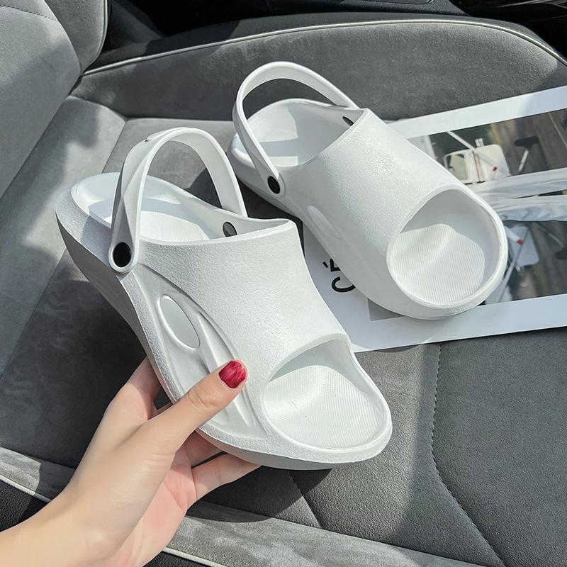 

Уличные тапочки на высоком каблуке для женщин, новый стиль, обувь из ЭВА с носком и губчатой подошвой для ношения на открытом воздухе 40-41 белый