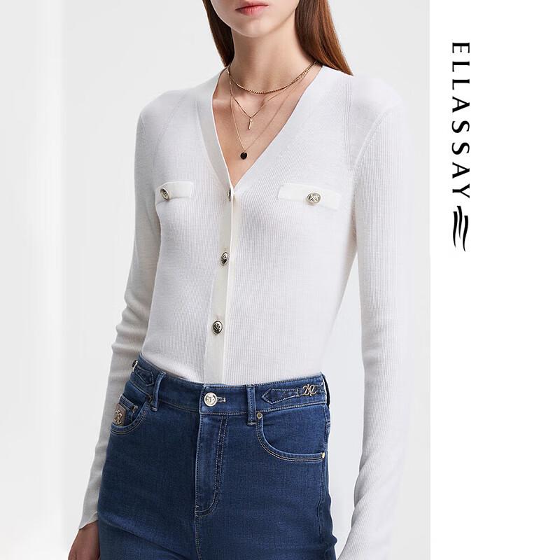 ELLASSAY Women's Merino Wool V-neck Knit Sweater