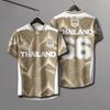 THAILAND Football Soccer V Neck Vintage Shirt National Elephant Logo Badge Unisex Men Women  JERSEY Print Quick Dry Short Sleeve Uniform