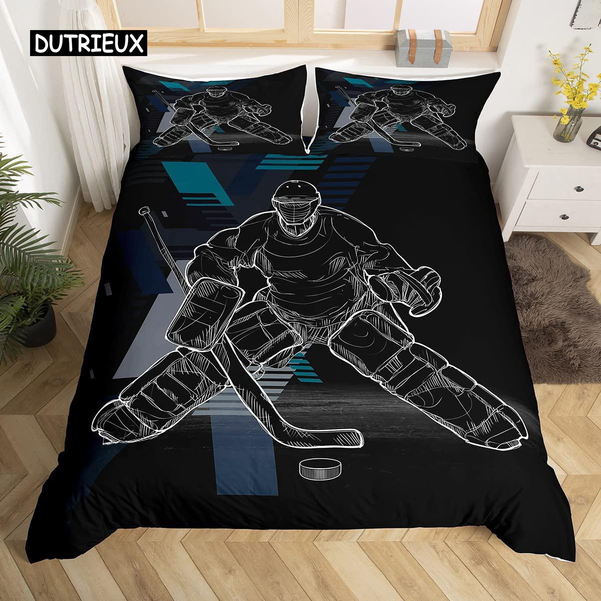 

Хокейний набір підковдри 2/3 шт. Спортивна ковдра з хокею Поліестер Хокейна шайба М яч Розмір Кінг Квін Чохол для ковдри для дітей Хлопчиків EU single(135x200cm)