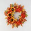 Herbstkranz Erntegirlande Künstlicher Kranz Mit Ahornblättern Orange Rote Beeren Und Sonnenblumen Für Herbst Bauernhaus Außen