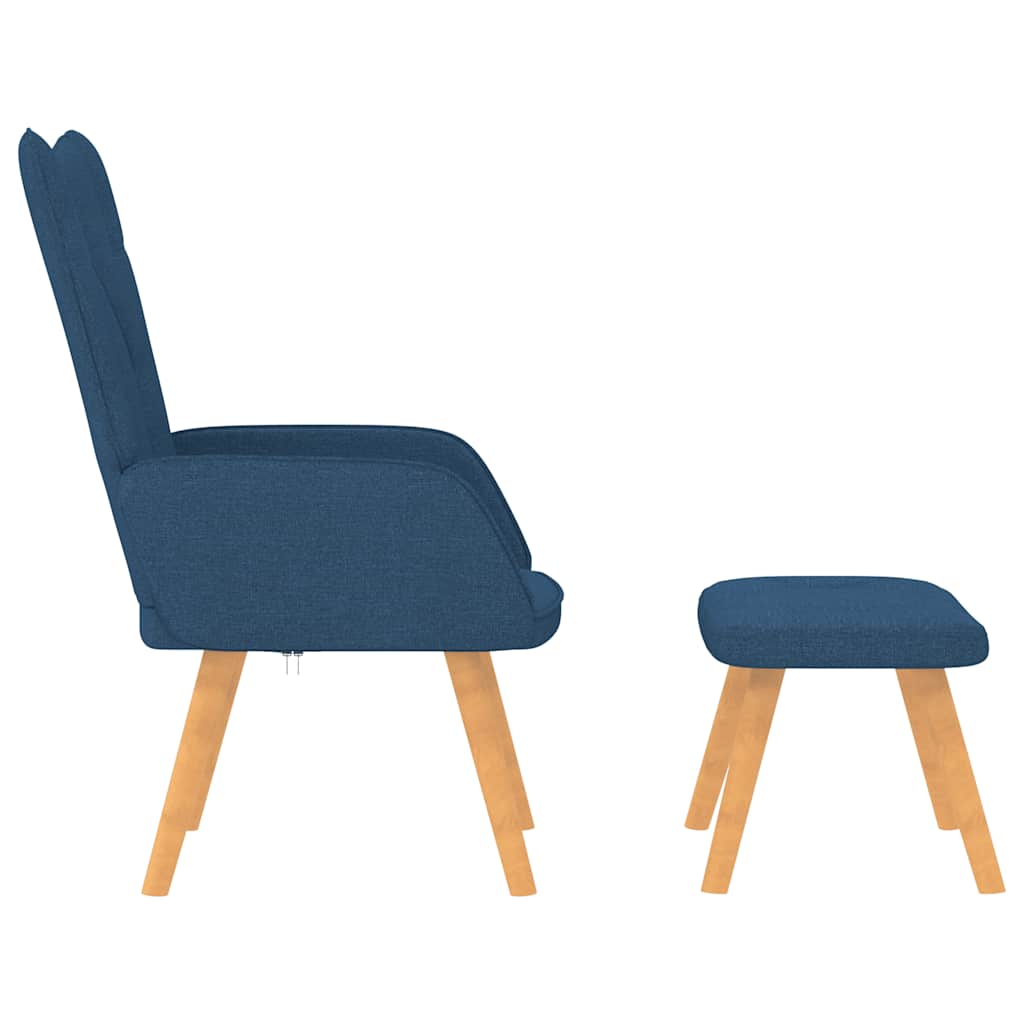 Vidaxl Armchair with Footrest, Blue, Fabric Upholstered