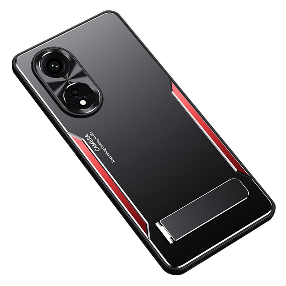 

For Oppo A1 Pro 5G/Reno8 T 5G/A98 5G Shockproof Phone Case TPU+Aluminium Alloy Smartphone Cover with Kickstand Red