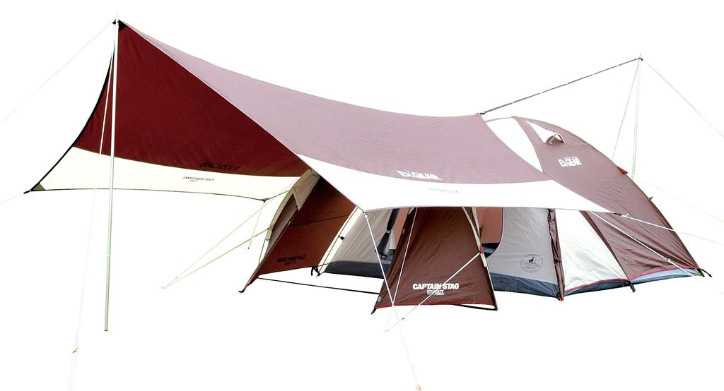 CAPTAIN STAG Tent Tarp Extension Belt Set BLACK PACKAGE Exgear Two Room Dome Tent Tarp Set For People Brown 440 x 440cm & + 4~5 UZ-13232