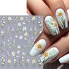 Spring Flower Nail Stickers Colorful Petals Beauty Summer Flowers Leaves Plants 5D Embossed Nail Decals Self-Adhesive Sunflower Daisy Nail Art