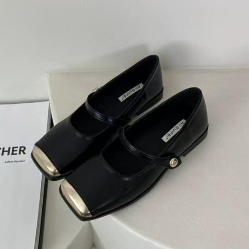 

Модная женская обувь на низком каблуке, весенняя новинка, квадратный носок, комбинированная, с мелким вырезом, мягкой подошвой, противоскользящая, износостойкая, низкая 35