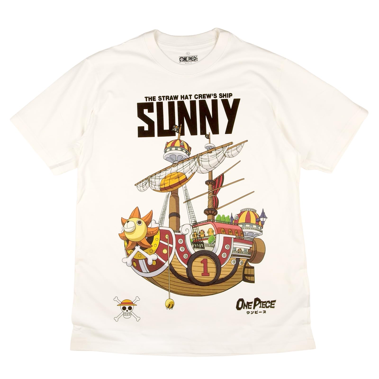 

EVERSOUL ONE PIECE Short featuring the and the Straw Hat Anime Character XL T-Shirt, Sleeve, Sunny, Sanji, Luffy, Chopper, Nami, Pirates, Zoro. слоновая кость