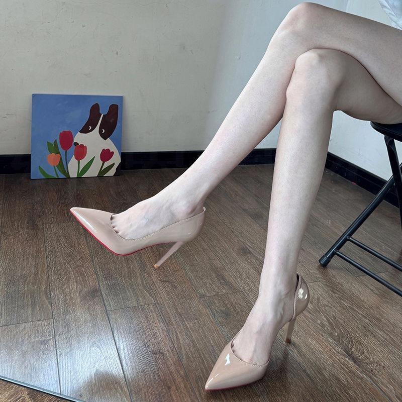 High heels bed sex gun shoes women's thin heels new autumn black sexy pointed shoes