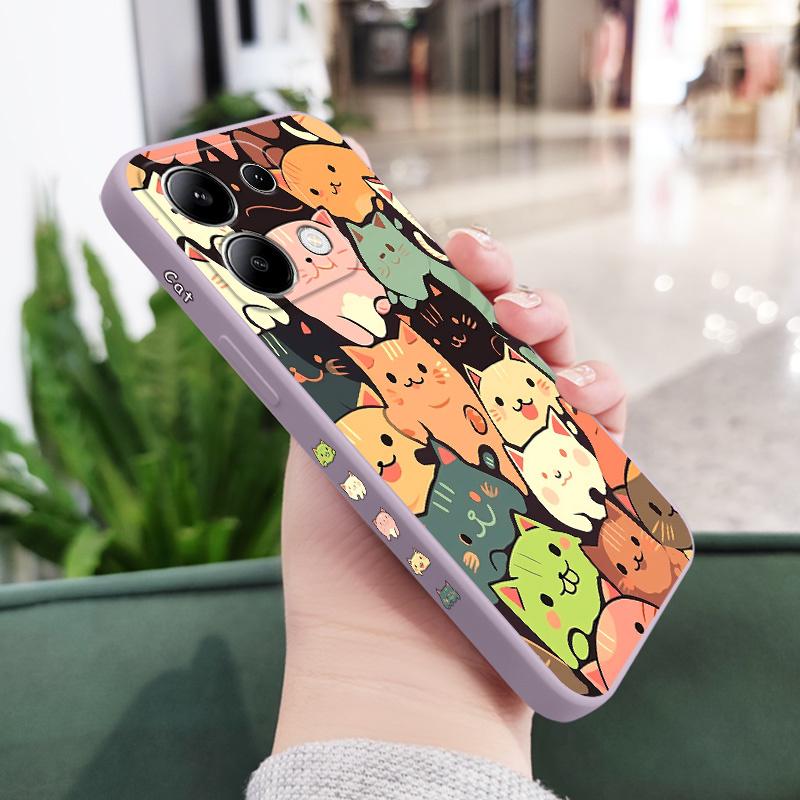 

Colorful Cats Phone Case For Xiaomi Redmi Note 13 12 12S 11 11S 10 10S 9 9S Pro Plus 4G 5G Liquid Silicone Cover Redmi Note 11
