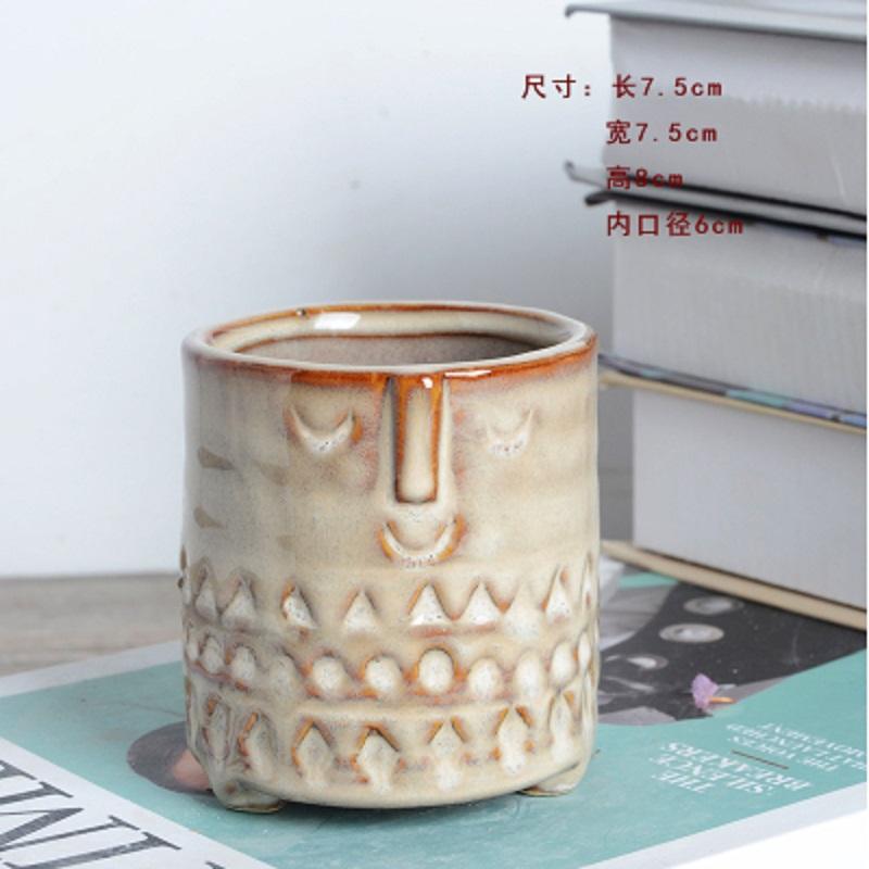

Nordic Ceramic Flower Basin Face Multi-meat Green Plant Flower Pot Vase Retro Vase Home Decoration Ceramic Planter Pot Desktop