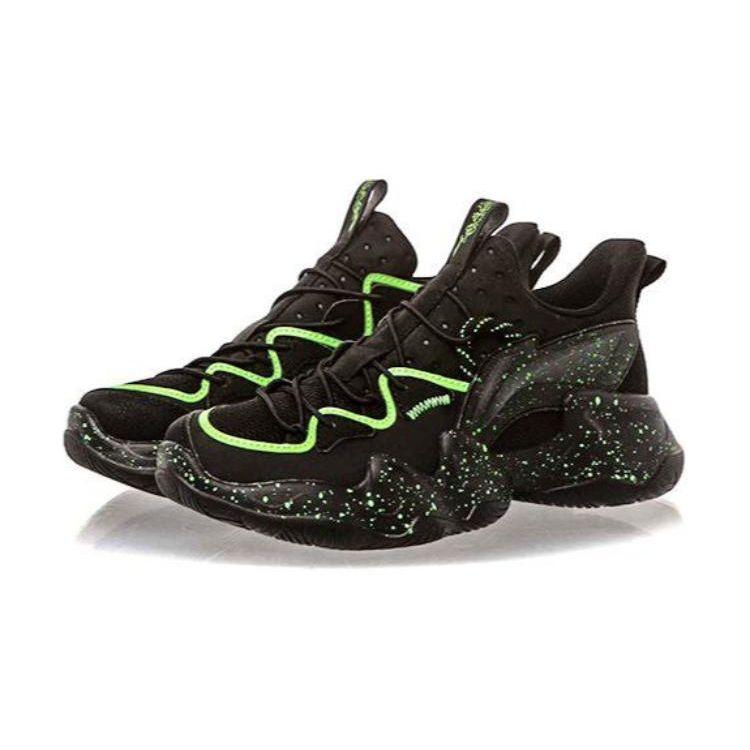 Li Ning Kids Sports Lifestyle Series Comfortable Versatile Fluorescent Durable Low-Top Casual Shoes Men Casual Shoes Black YKCS134-55
