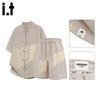 Men's New Chinese Style Faux Linen Short Sleeve Shirt & Shorts Set