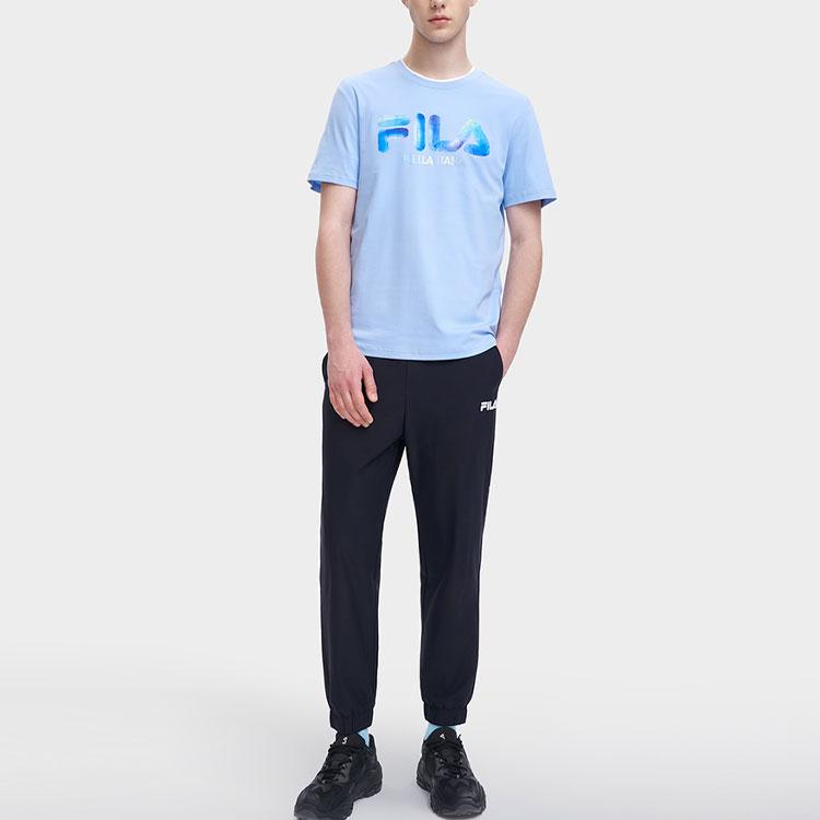 Fila Logo Fashion Casual Simple Knitted Breathable Round Neck Short Sleeve T-Shirt Men Tops Bell-Blue F11M328114F-LB