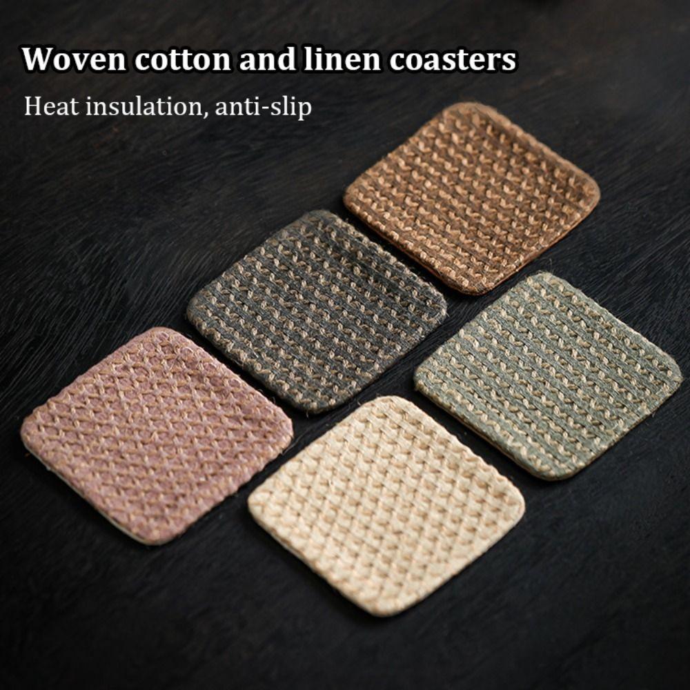 Cloth Teacup Mat Anti-slip Placemats Simple Heat Insulation Pad  Tableware