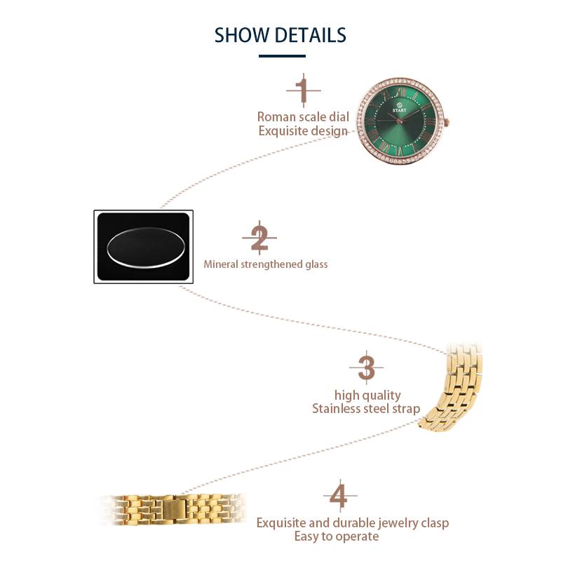 Start Moda kadın saati Kuvars İzle Zarif Roma Alfabesi Kadran Metal kadın saati Çeşitli Renkler