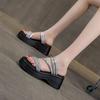 Small Thick-bottomed Cool Slippers Female 2025 Summer New Two Wear Height-increasing Fairy Wind Beach Wear Female Cool Slippers