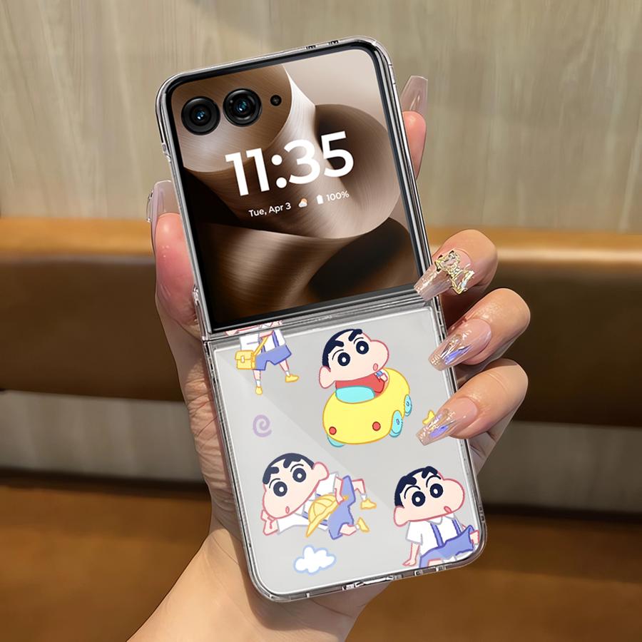 Soft Clear Phone Cover Luxury Funda Case for Motorola Razr 50Ultra 50 60 Ultra 50/60 Crayon Shin Chan Nene