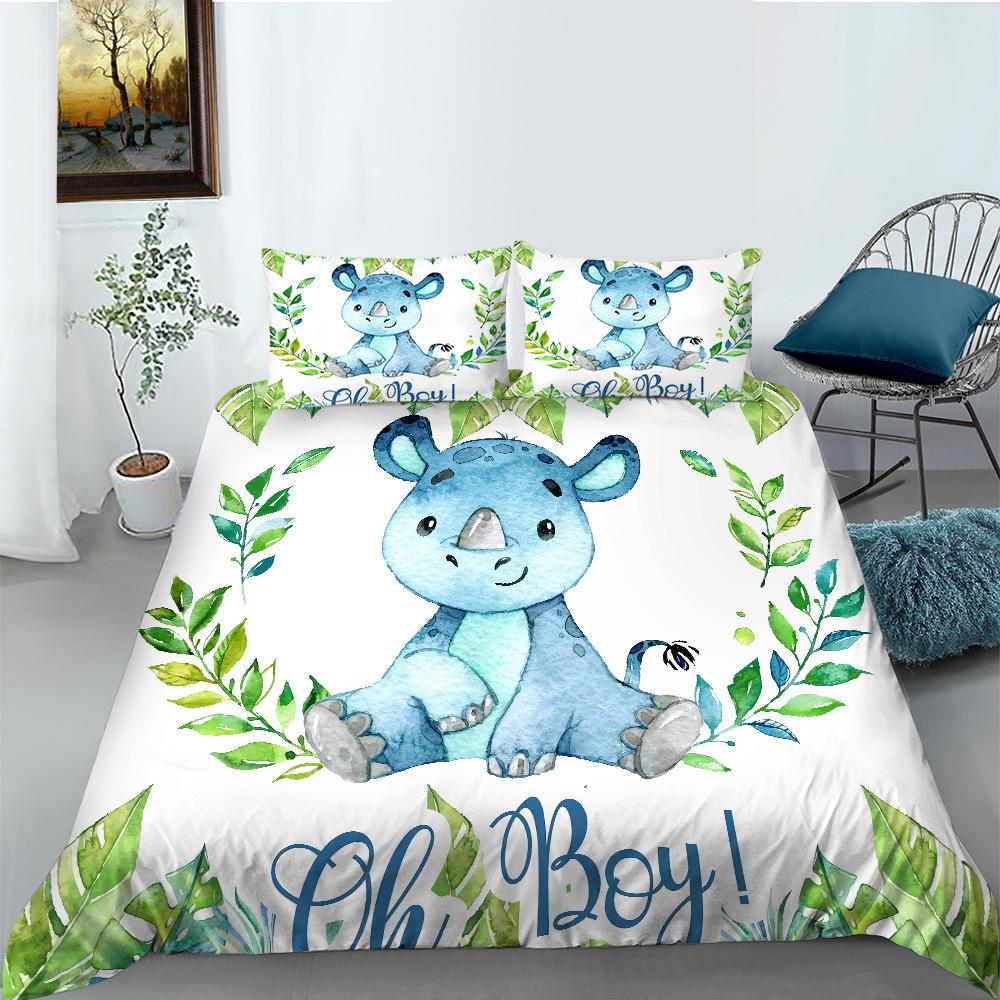 

Cartoon Animal Series Bedding Three-Piece Set Polyester Dinosaur Digital Print EU single 135*200