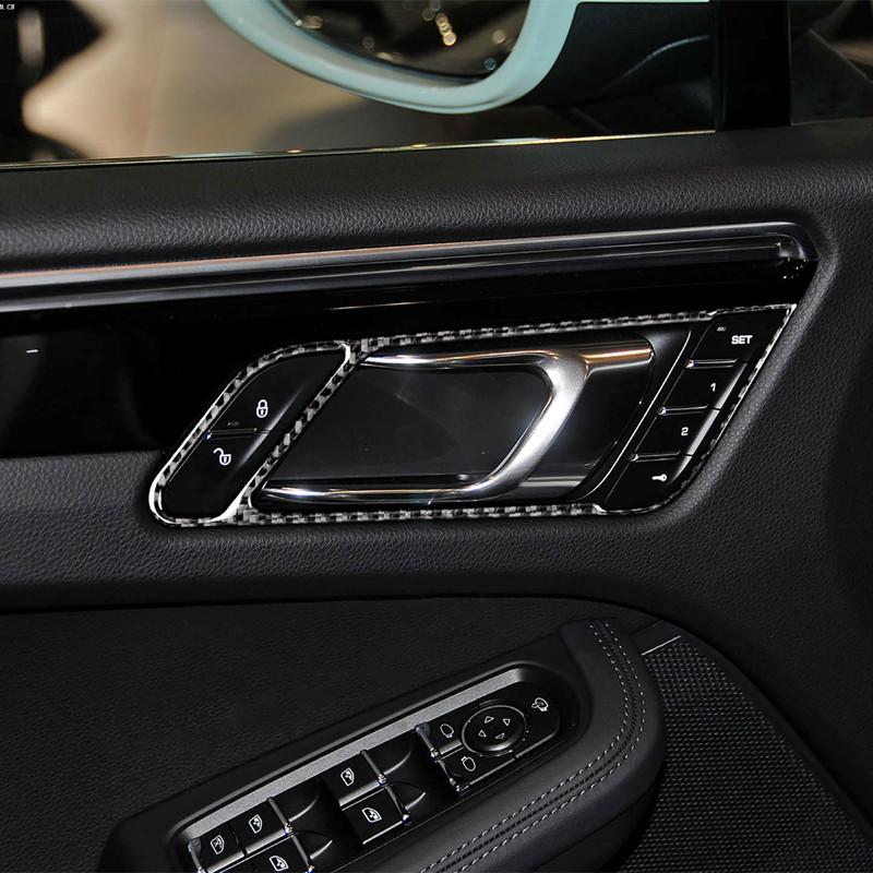 For Porsche Macan Car Styling Carbon Fiber Car Door Handle Decorative Stickers Car Interior Decoration Auto