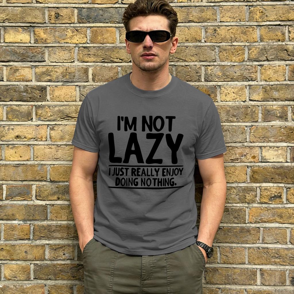 Im Not Lazy Im on Energy Saving Mode TShirts for Unisex Novelty Pure Cotton Tee Shirt Round Neck Short Sleeve New Arrival Tops