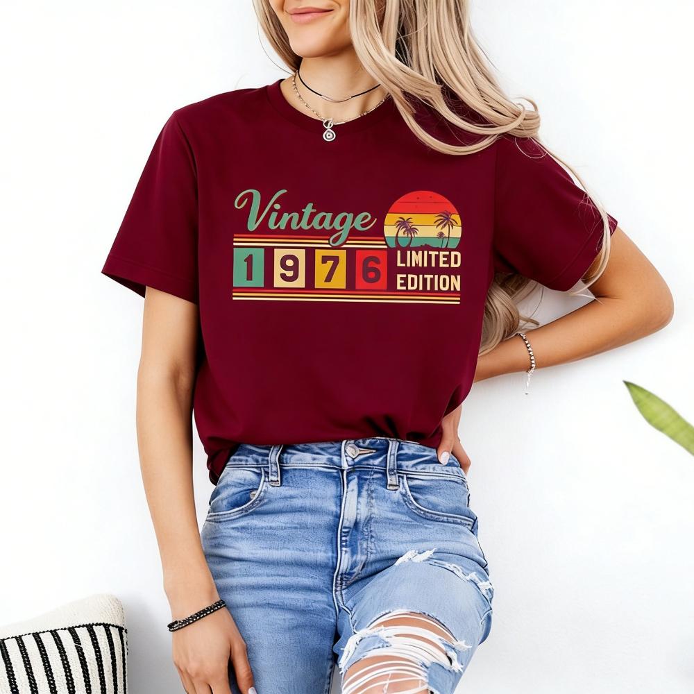 Vintage 1976 Limited Edition Birthday T-Shirt Classic Retro Style Graphic Printed Tshirt Men Women Fashion Tops
