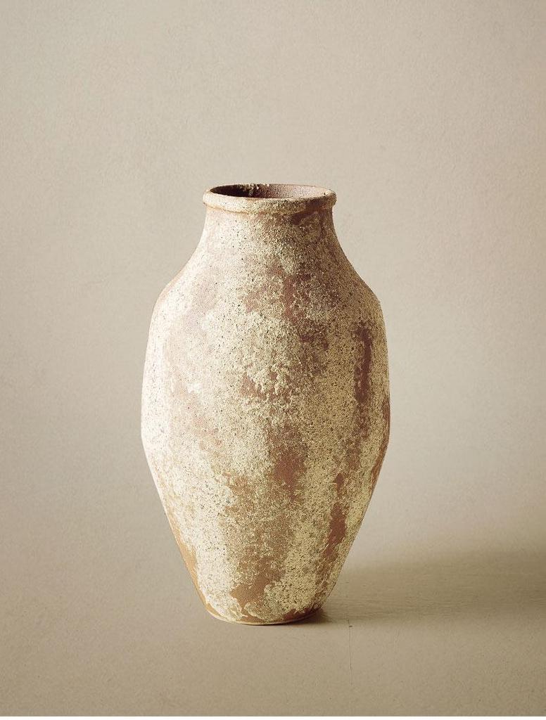 Wabi-Sabi Style Unglazed Terracotta Vase with Floral Design for Retro Living Room or Dining Table Decor