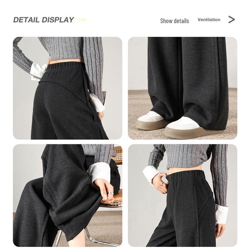 HSTYLE Women's Wool Blend Micro-Shaping Wide-Leg Casual Pants