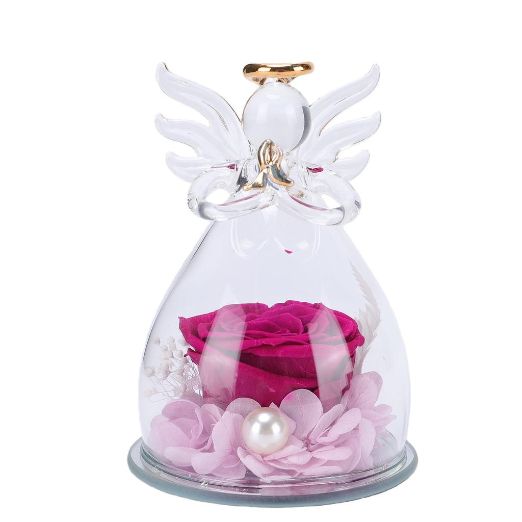 Eternal Flower in Glass Dome for Women Forever Real Preserved Rose for Valentine Anniversary Birthday Gift Purple