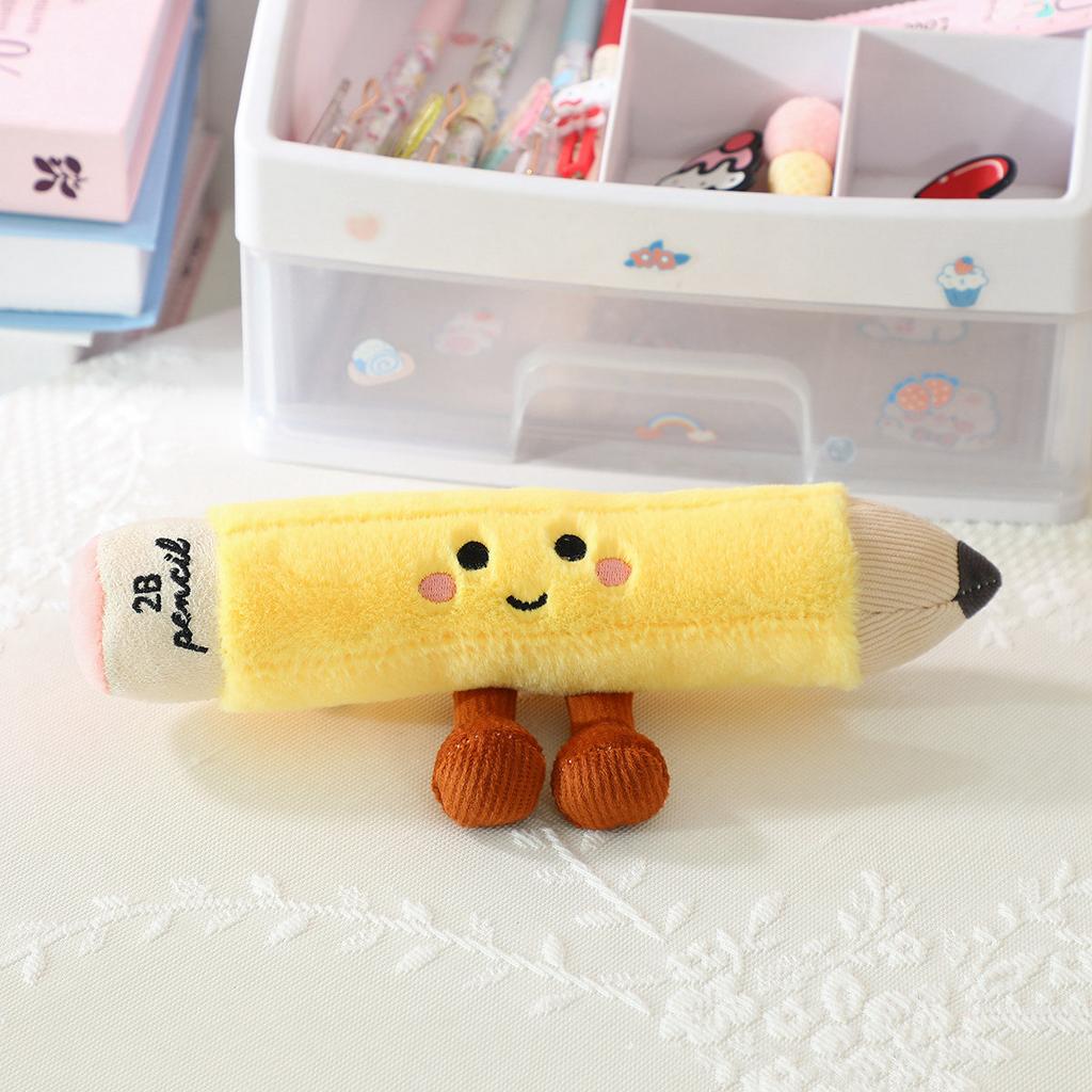 Stationery Plush Toy Smiling Kawaii Face Pencil Book Ruler With Legs Humanoid Doll Decor Plushie Birthday Gift