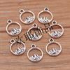 10x13mm DIY Alloy Round Mountain Pendants Charms for Necklaces, Bracelets, Bags - 2 Colors