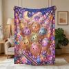 1pc Gemstone Starry Sky Crescent Rainbow Cartoon Dumpling Floral Lantern Theme Flannel Blanket - Large Size, Soft, Lightweight, And Warm, Suitable for