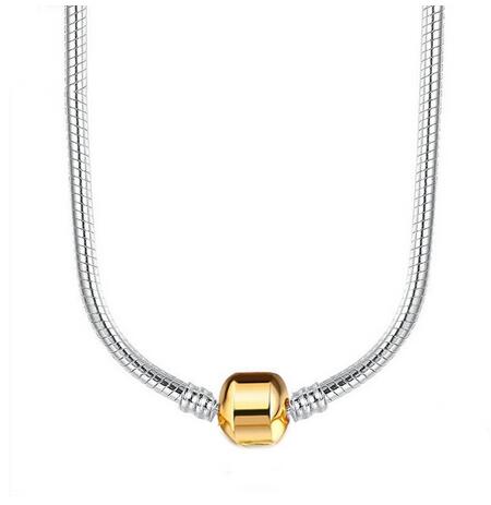 

Heart Love 925 Sterlin Silver Snake Chain Necklace Secure Ball Clasp Beads Charms Chocker Necklace For Women Wedding DIY Jewelry 45cm золотой