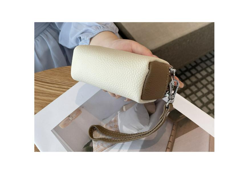 2025 Women's Cute Cartoon Leather Coin Purse: Cowhide Wristlet with Triple Zipper Key Storage