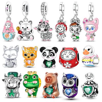 New Copper Charms Beads Duck Frog Owl Turtle Bear Pendants Diy Women Bracelet Jewelry Gift