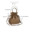 Gisele Small Drawstring Shoulder Mini Yukata Bag, Lightweight, 2-Way, Compact, Pochette, Bag, Handbag, Women's (Cocoa)