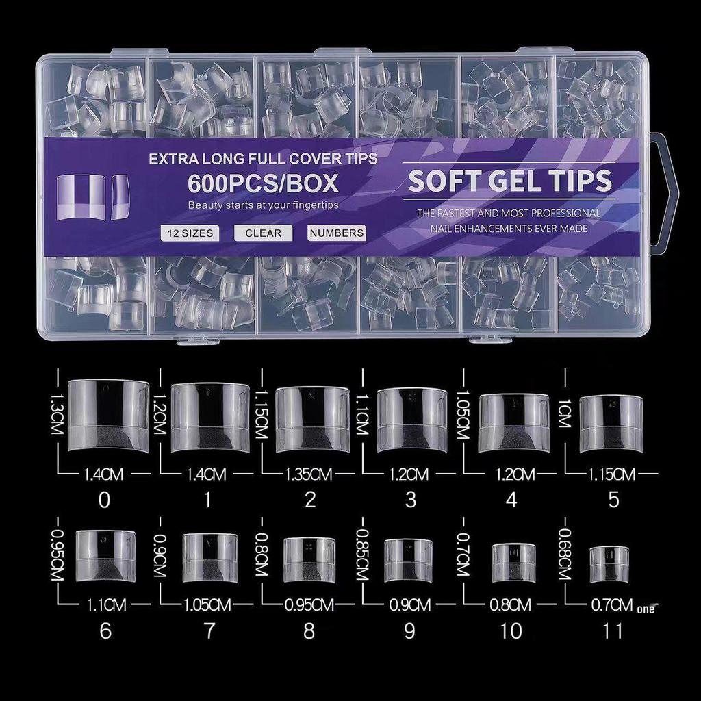 600 Pcs Traceless Transparent Semi-Matte Nail Tips - Thin, Short & Long Frosted False Nail Art Tips