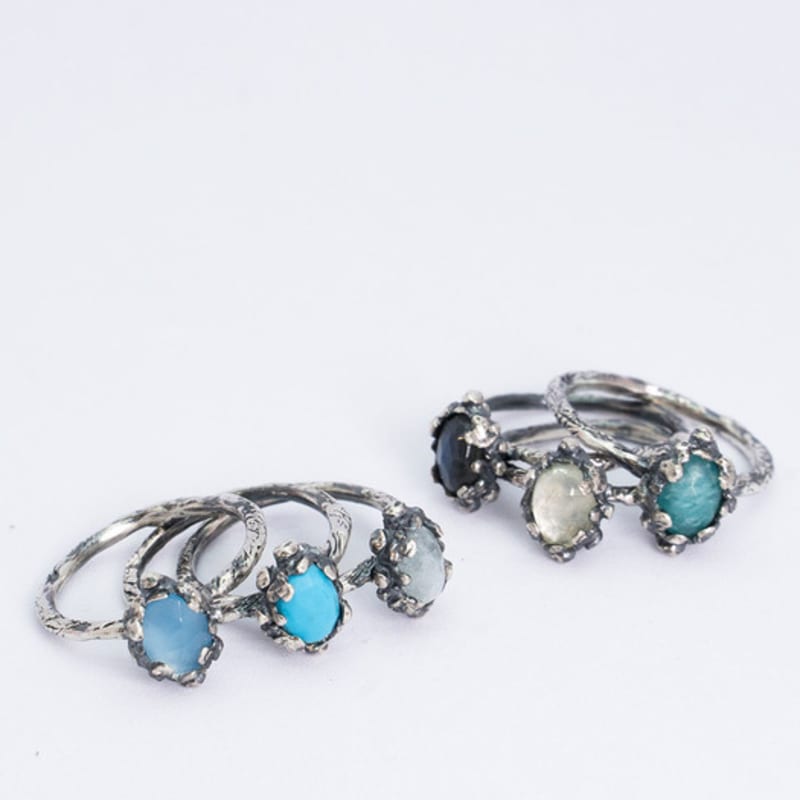 HARANG HR 113R_Antique Gemstone Ring (Mint Amazonite)