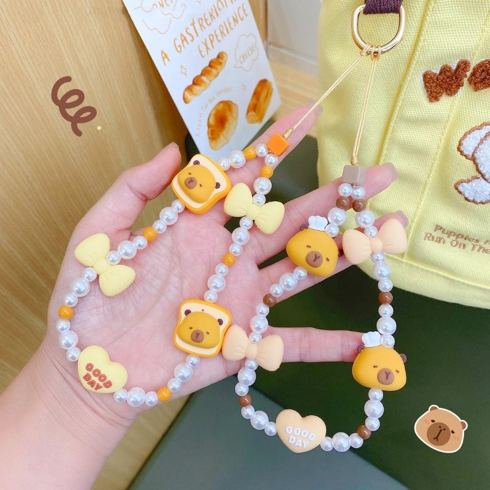 Anti-loss Mobile Phone Lanyard Biscuit Bear Cell Phone Strap Bead Phone Chain  Phone Charm