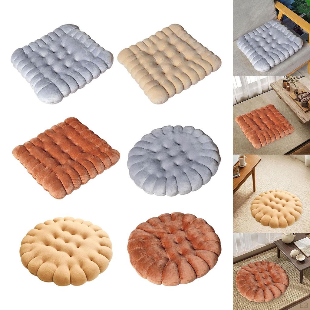 Biscuit Shape Cushion Cookie Chair Pad Comfortable Simple Cute Decorative Seating Mat Floor for