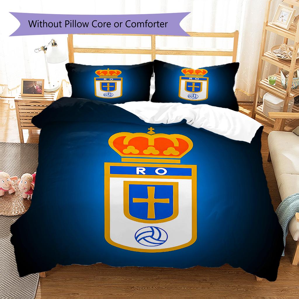 Real Oviedo Pattern Bedding,Quilt Set Quilt Cover Pillowcase Home Birthday Gift (1 * duvet cover + 2 * pillowcase, without core)