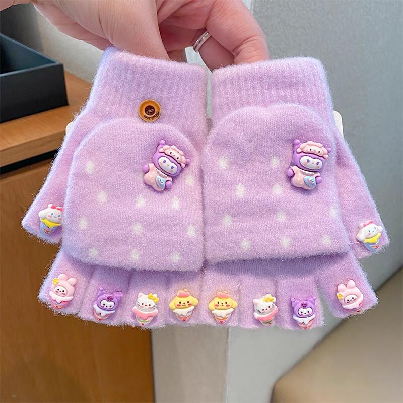 Girls Cartoon Fleece-Lined Winter Gloves