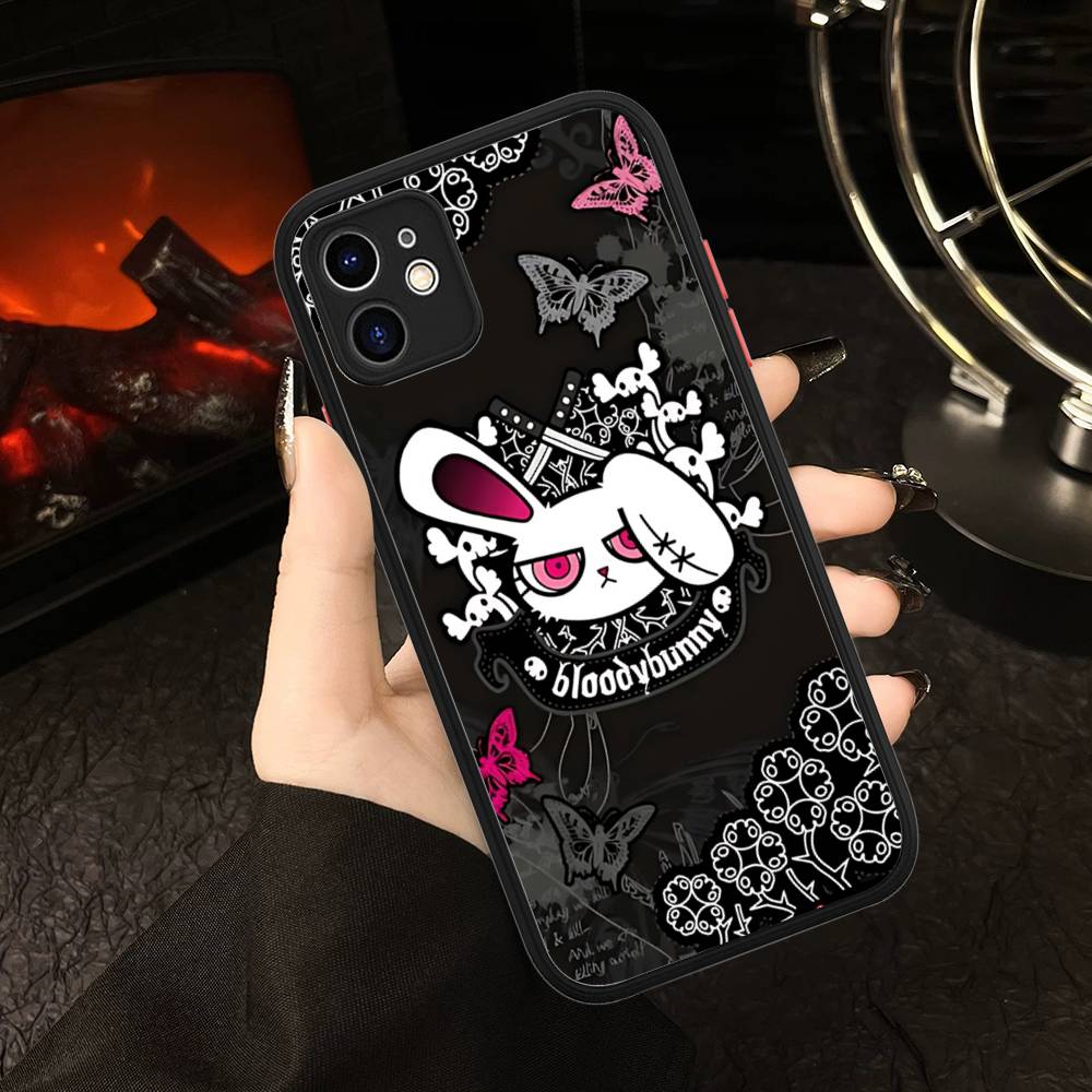 Anime B-Bloody Bunny For IPhone 16 15 14 Plus 13 12 11 Pro Max X XS MAX Translucent Matte Shockproof Cover