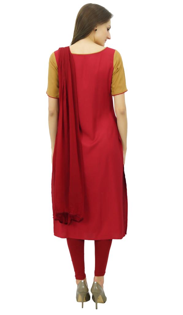 Atasi Women'S Rayon Straight Churidar Suit With Dupatta Sizes Available