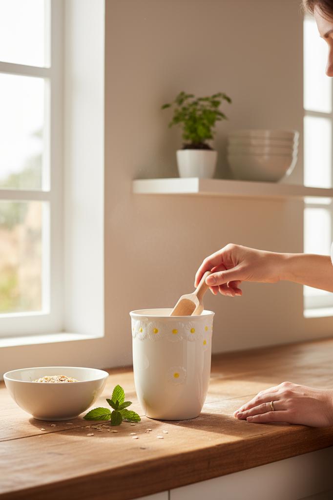 Ceramic Food Organizer Container For Loose Items 16Cm Daisy Line