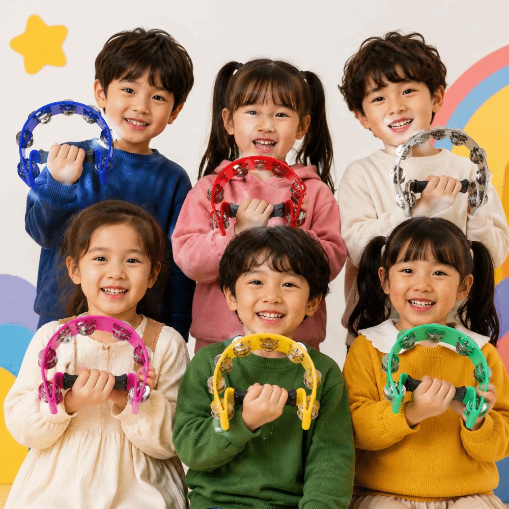Professional Handheld Jingle Bells Bright Sound Orff Tambourine Hand Bell Hand Ring Tambourine KTV