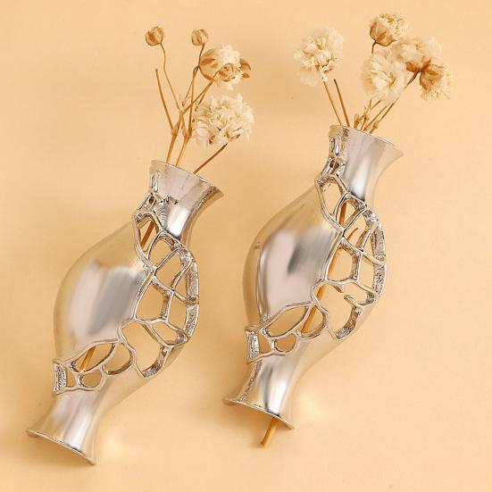 Unique Gift for Her 1 Pair Flower Vase Earrings Women, Retro Metal Hollow Shape DIY Dried Jewelry Earrings, Bouquets Floral Holder Wedding Prom