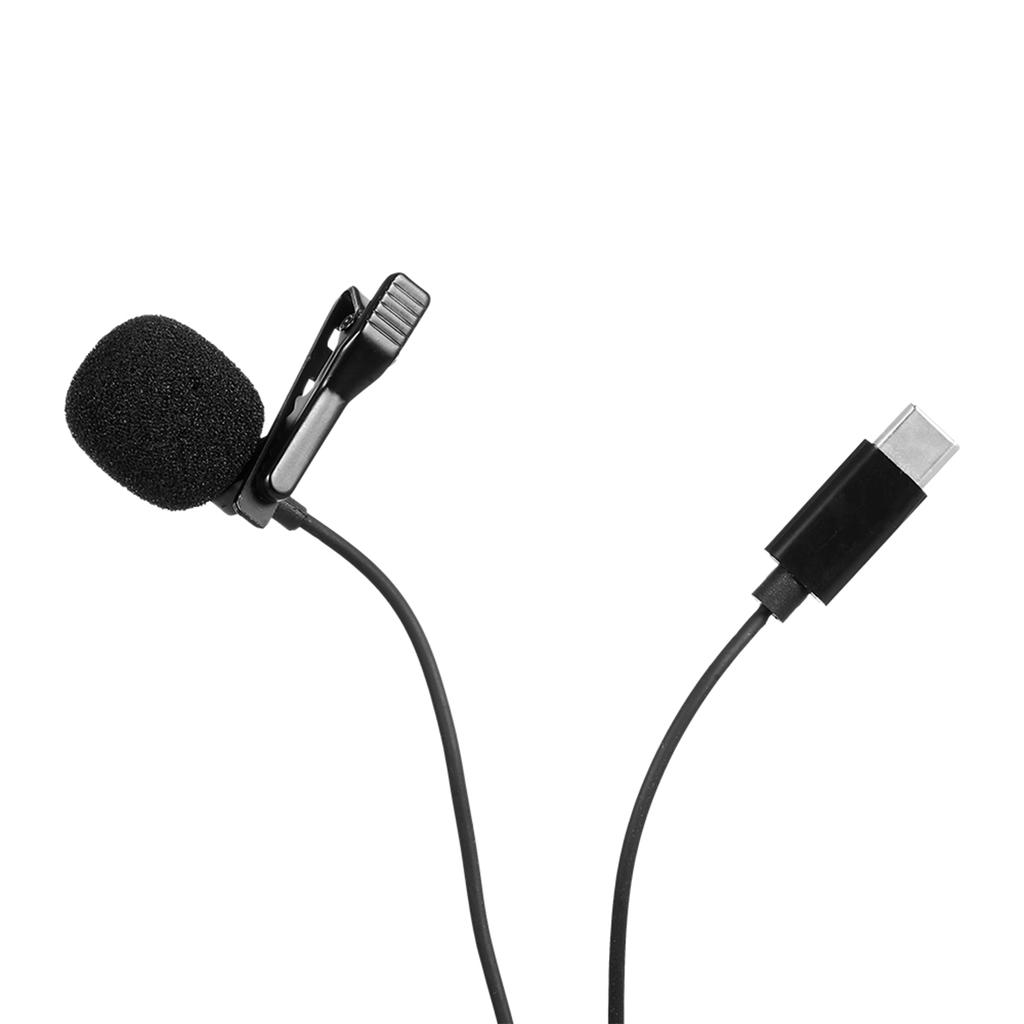 Lavalier Microphone Omni Directional Condenser Type C Microphone for Sound Video Recording Black